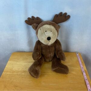 G.A.C. Tan Bear Dressed as Dark Brown Moose 14"
